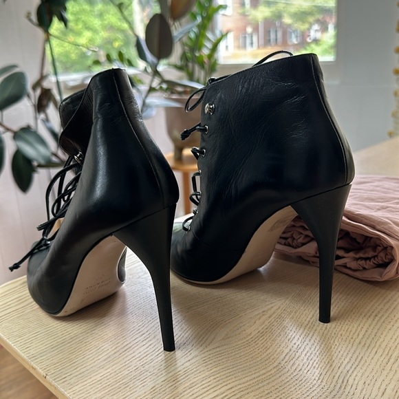 MIU MIU LACE UP STILETTO ANKLE BOOTS - Picture 9 of 17